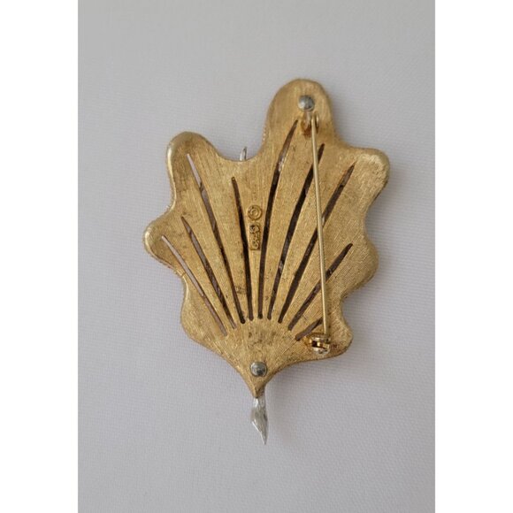 Vintage CORO Signed Gold & Silver Tone Leaf Brooch Pin - Picture 2 of 6